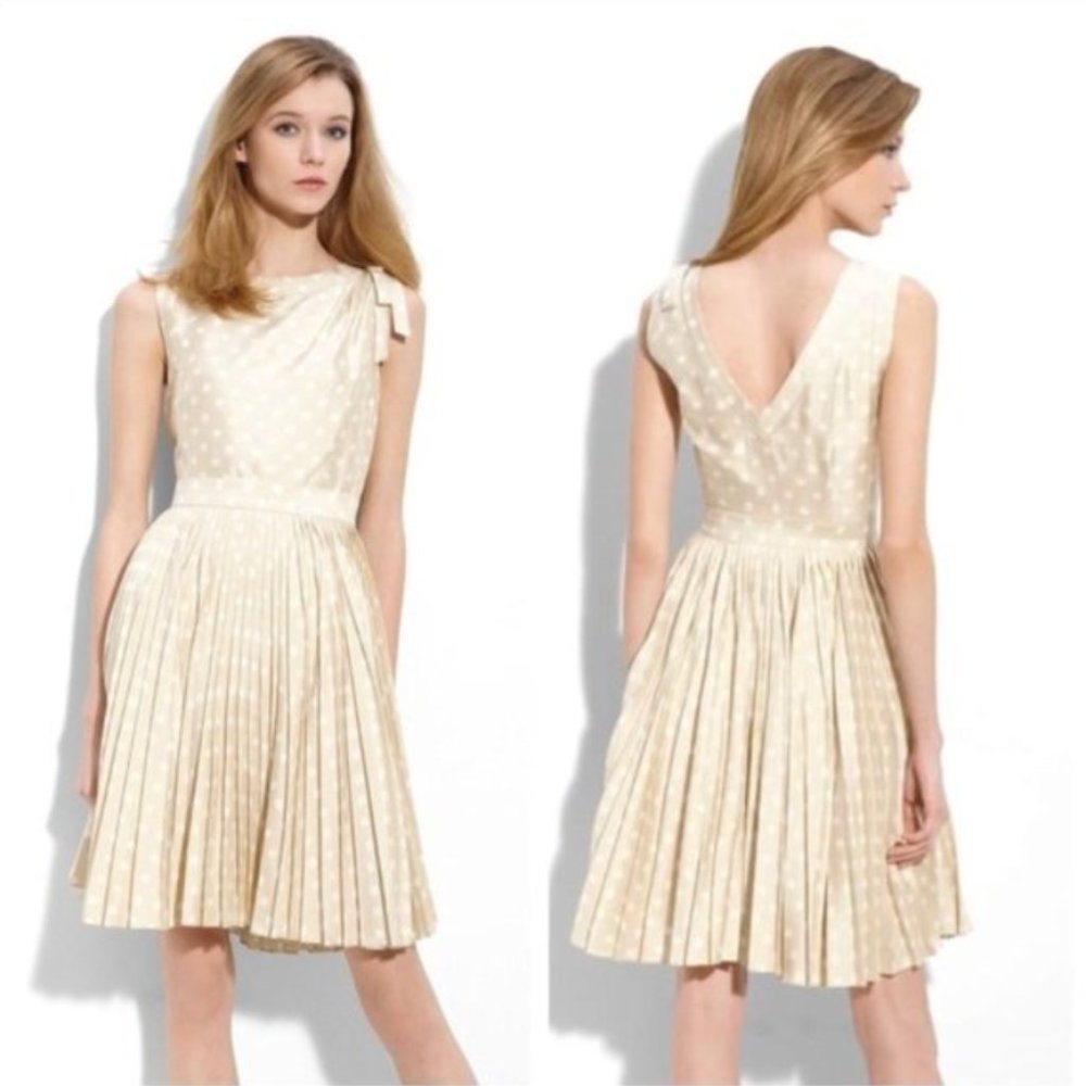 Kate Spade Tan/White Silk Melody Dress NWT